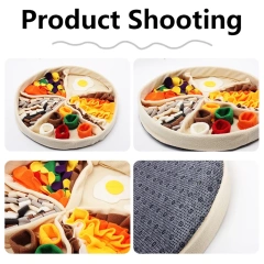 Delicious Treat for Dogs Food Plate Design Pizza Snuffle Mat Dog Chew Squeaky Inyeractive Plush Toys