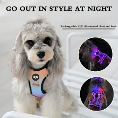 Dog luminous chest and back,LED light-up chest strap,Comfortable, breathable and luminous harness