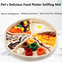 Delicious Treat for Dogs Food Plate Design Pizza Snuffle Mat Dog Chew Squeaky Inyeractive Plush Toys