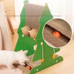 Christmas Cat Tree Kitten Scratching Post Vertical Scratcher Climbing Frame Pet Toy with Balls Crafts for Indoor Adults Cats