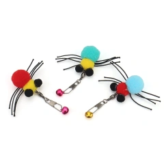 9pcs Simulation Plush Spider Replacement Head Of Cat Teaser Stick Fun Pet Cat Toy