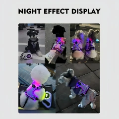 Dog luminous chest and back,LED light-up chest strap,Comfortable, breathable and luminous harness