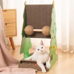 Christmas Cat Tree Kitten Scratching Post Vertical Scratcher Climbing Frame Pet Toy with Balls Crafts for Indoor Adults Cats