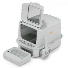 Extra Large Space Cat Litter Box Stainless Steel Sandbox Cat Gray Closed Cat Tray Self-cleaning Cats Detachable Pet Products