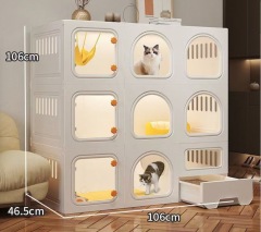Cat Cages Indoor with Litter Box, Thicken Plastic + Resin Material, 2/3-Tier Large Cat Cage Indoor Enclosure