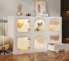 Cat Cages Indoor with Litter Box, Thicken Plastic + Resin Material, 2/3-Tier Large Cat Cage Indoor Enclosure