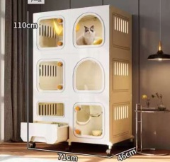 Cat Cages Indoor with Litter Box, Thicken Plastic + Resin Material, 2/3-Tier Large Cat Cage Indoor Enclosure