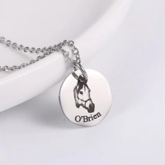 Personalized Pet Photo Necklace For Women Cute Cat Dog Birth Month Flowers Necklace Custom Animal Stainless Steel Jewelry Gift