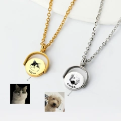 Steel Fun New Custom Laser Engraved Pet Photo Pendant Necklace For Women&Men Stainless Steel Jewelry Accessories Souvenir Gift