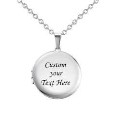Custom Photo & Text Stainless Steel Locket Necklace Pendant 25mm Round Photo Locket Jewelry Gifts for Women Men 3 Colors