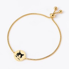 Stainless Steel Adjustable Custom Engrave Picture Couple Boho Bracelets Chains for Women's Pendant Bracelet Jewelry Gifts