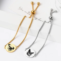Stainless Steel Adjustable Custom Engrave Picture Couple Boho Bracelets Chains for Women's Pendant Bracelet Jewelry Gifts