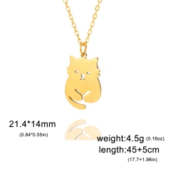 Cute Cat Pendant Necklace Fashion Animal Creative Happy Cat Chain Jewelry Stainless Steel Kitten Pet Lovers Gift for Women Girls