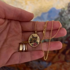 European and American Geometric Circular Painted Oil Droplets Dog Cat Pet Elements Flower Fashion Pendant Necklace Accessories