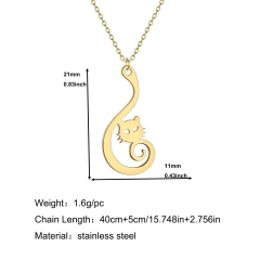 Kinitial Lovely Kitten Cat Pendant Necklace For Women Stainless Steel Jewelry Cute Animal Necklaces Christmas Gift