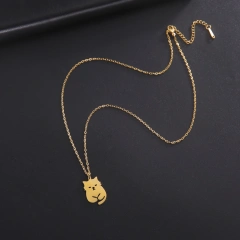 Cute Cat Pendant Necklace Fashion Animal Creative Happy Cat Chain Jewelry Stainless Steel Kitten Pet Lovers Gift for Women Girls