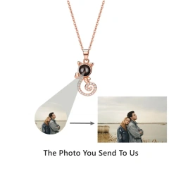 Projection Photo Customized Photo Necklace for Women Girl Personalized Animal Pendant Necklace Memory Jewelry Christmas Gift