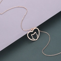 Kinitial Cute Cat Love Heart Pendants & Necklaces Classic Animal Necklace Fashion Gifts for Women Girl Birthday Party Jewelry