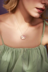 Fashion 925 Silver Crystal Lovely Cat Pendant Chokers Necklace Cute Crystal Silver Chain Girl Children Jewelry Earrings Gift
