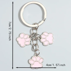 Cute Keychain Cat Dog Paw Key Ring Footprints Enamel Key Chains For Women Men Handbag Accessorie DIY Handmade Jewelry Gifts