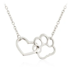 Fashion Cute Dog Paw with Heart Necklaces & Pendants for Women Simple Collarbone Chain Necklace Girls Birthday GIfts