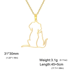 Cazador Cute Hugging Cats Kitten Necklace for Women Stainless Steel Animal Dog Pet Pendant Necklaces Jewelry Gift 2025 Trend