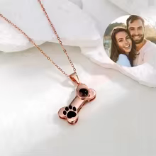 Bone Necklace s925 Custom Photo Projection Necklace Personalized Dog Claw Cute Pendant Colorful Image Friend Family Memory Gift