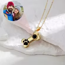 Bone Necklace s925 Custom Photo Projection Necklace Personalized Dog Claw Cute Pendant Colorful Image Friend Family Memory Gift