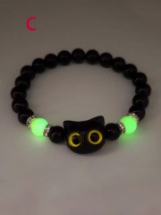Gothic Fashion Black Cat Pendant Necklace for Women Cute Cartoon Resin 3D Animal Big Eye Kitten Choker Necklace Jewelry Gifts