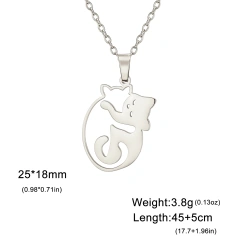 Cazador Cute Hugging Cats Kitten Necklace for Women Stainless Steel Animal Dog Pet Pendant Necklaces Jewelry Gift 2025 Trend
