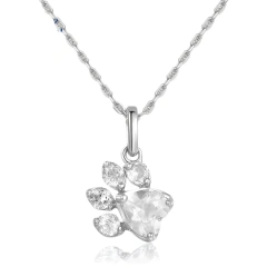 Pendant Necklace For Women Bear's Paw Cat's paw 5mm 100% Natural Gemstone Clear Quartz Chain 925 Sterling Silver Fine Jewelry
