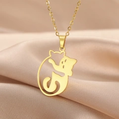 Cazador Cute Hugging Cats Kitten Necklace for Women Stainless Steel Animal Dog Pet Pendant Necklaces Jewelry Gift 2025 Trend