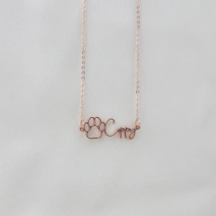 Personalized Name Necklace Dog Paw Necklace Personalized Handwriting Print Initial Bone Pet Charm Jewelry Gift