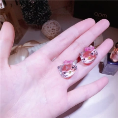 Fashion 925 Silver Crystal Lovely Cat Pendant Chokers Necklace Cute Crystal Silver Chain Girl Children Jewelry Earrings Gift