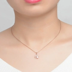Pendant Necklace For Women Bear's Paw Cat's paw 5mm 100% Natural Gemstone Clear Quartz Chain 925 Sterling Silver Fine Jewelry