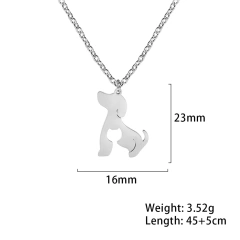 Hollow Cat Dog Pendant Necklace Double Layer Chains Choker Cute Animal Kitten Women's Necklace Stainless Steel Jewelry Wholesale
