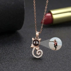 Projection Photo Customized Photo Necklace for Women Girl Personalized Animal Pendant Necklace Memory Jewelry Christmas Gift