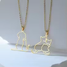 Cazador Cute Hugging Cats Kitten Necklace for Women Stainless Steel Animal Dog Pet Pendant Necklaces Jewelry Gift 2025 Trend