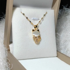 Lovely Cartoon Cat Pendant Necklace with Zircon Inlaid, Titanium Steel Material for Pets and Creative Jewelry Lovers