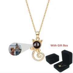 Projection Photo Customized Photo Necklace for Women Girl Personalized Animal Pendant Necklace Memory Jewelry Christmas Gift