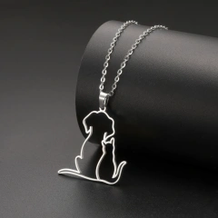 Cazador Cute Hugging Cats Kitten Necklace for Women Stainless Steel Animal Dog Pet Pendant Necklaces Jewelry Gift 2025 Trend