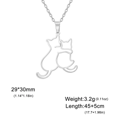 Cazador Cute Hugging Cats Kitten Necklace for Women Stainless Steel Animal Dog Pet Pendant Necklaces Jewelry Gift 2025 Trend
