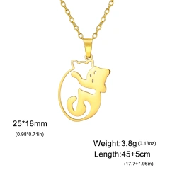 Cazador Cute Hugging Cats Kitten Necklace for Women Stainless Steel Animal Dog Pet Pendant Necklaces Jewelry Gift 2025 Trend