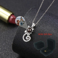 Projection Photo Customized Photo Necklace for Women Girl Personalized Animal Pendant Necklace Memory Jewelry Christmas Gift