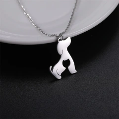 Hollow Cat Dog Pendant Necklace Double Layer Chains Choker Cute Animal Kitten Women's Necklace Stainless Steel Jewelry Wholesale