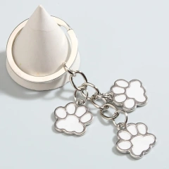 Cute Keychain Cat Dog Paw Key Ring Footprints Enamel Key Chains For Women Men Handbag Accessorie DIY Handmade Jewelry Gifts