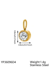CARLIDANA Waterproof 12 Month Crystal Birthstone 14K Gold Plated Stainless Steel 8MM Birthstone Bezel Pendant DIY Charm