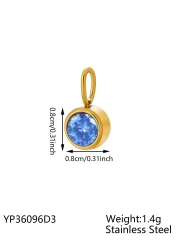 CARLIDANA Waterproof 12 Month Crystal Birthstone 14K Gold Plated Stainless Steel 8MM Birthstone Bezel Pendant DIY Charm