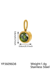 CARLIDANA Waterproof 12 Month Crystal Birthstone 14K Gold Plated Stainless Steel 8MM Birthstone Bezel Pendant DIY Charm