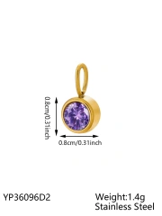 CARLIDANA Waterproof 12 Month Crystal Birthstone 14K Gold Plated Stainless Steel 8MM Birthstone Bezel Pendant DIY Charm